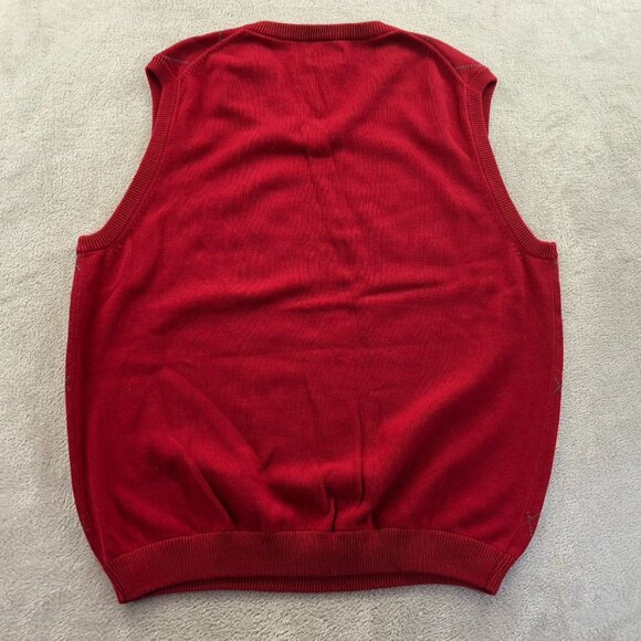 Walter Hagen Mens Vest Sweater XL Red Knit Argyle V-Neck Pullover Cotton Casual - Picture 10 of 10